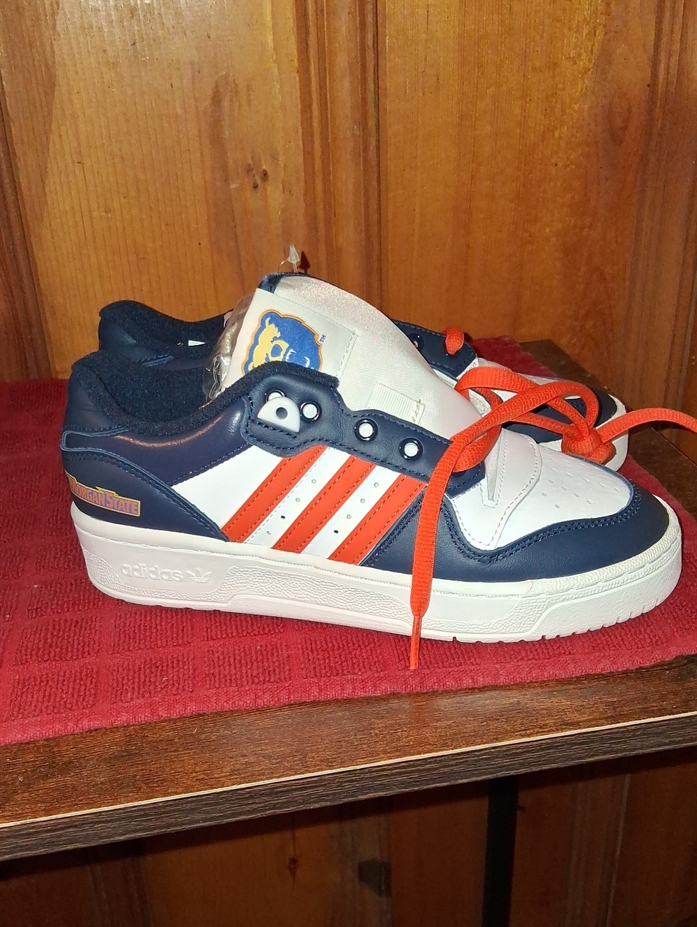 adidas Mens Navy White Orange Retro Low-Top Sneakers